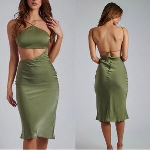 Meshki Astrella Halter Cut Out Midi Dress - Cardamom